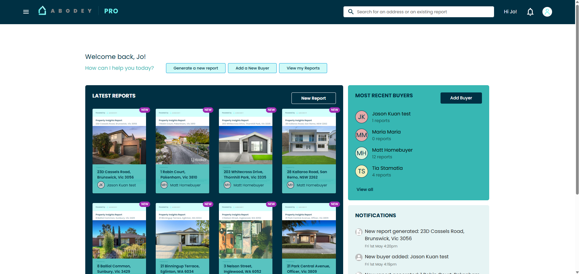 Abodey Pro dashboard